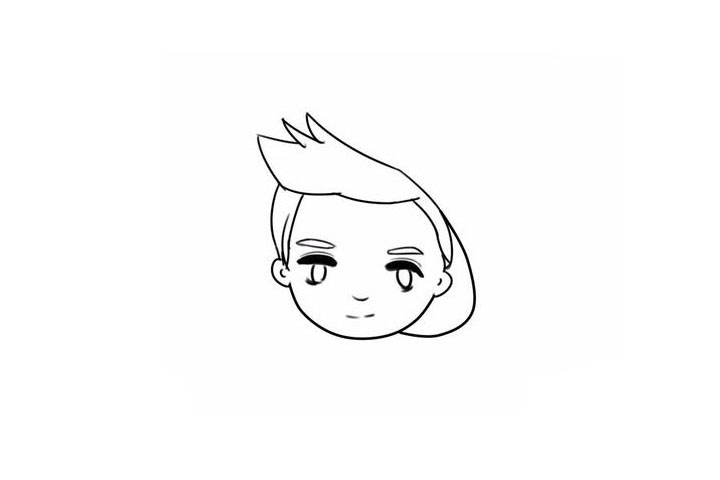 步骤9：画出他后面的帽檐。