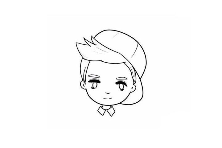 步骤12：接着他的脖子和衣领。