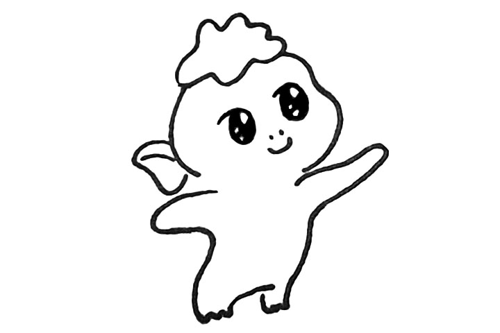 步骤5：接着勾勒出胡巴的身体 仔细观察线条的变化。