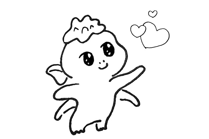 步骤7：然后用心形在傍边装饰一下。