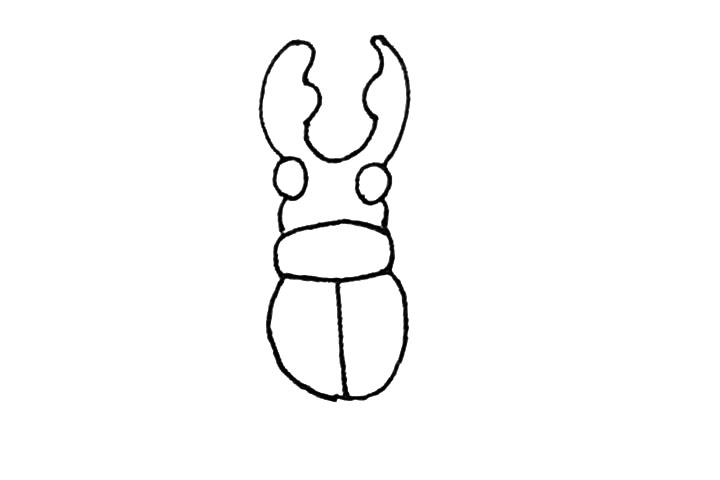 步骤4：中间，连接起来，再画上一条竖线。