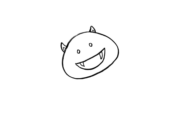 步骤3：画上眼睛和嘴巴。