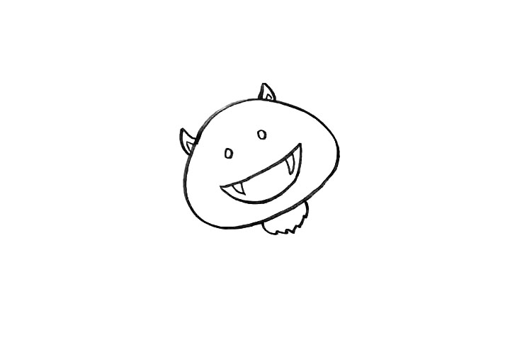 步骤4：然后画出蝙蝠的脖子。