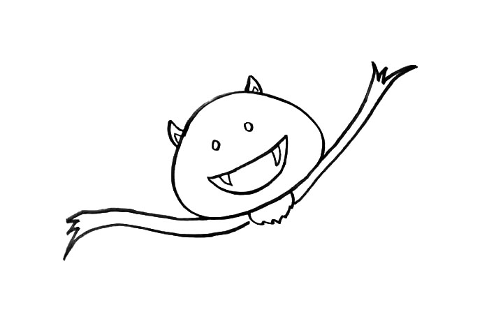 步骤5：接着画出蝙蝠的手。