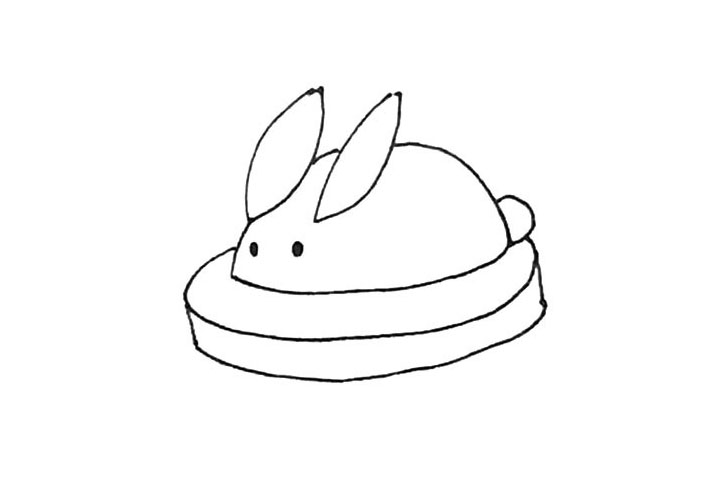 步骤5：椭圆形竖下来两条短竖线，再用弧线连接形成台面。