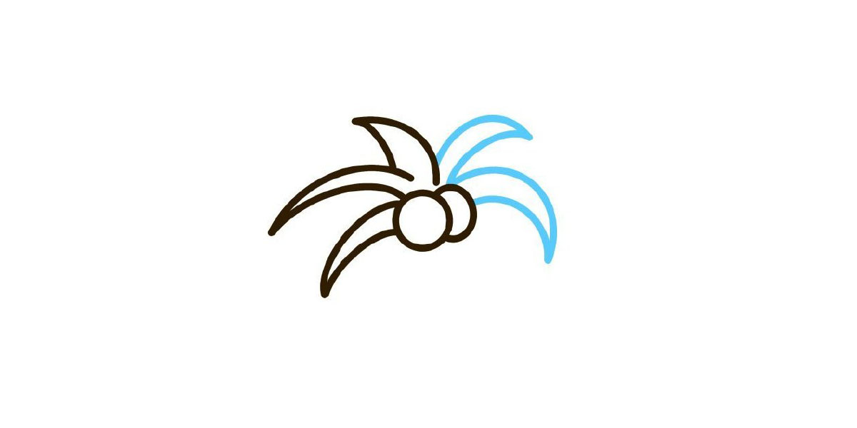 步骤4：画右边的两片叶子。