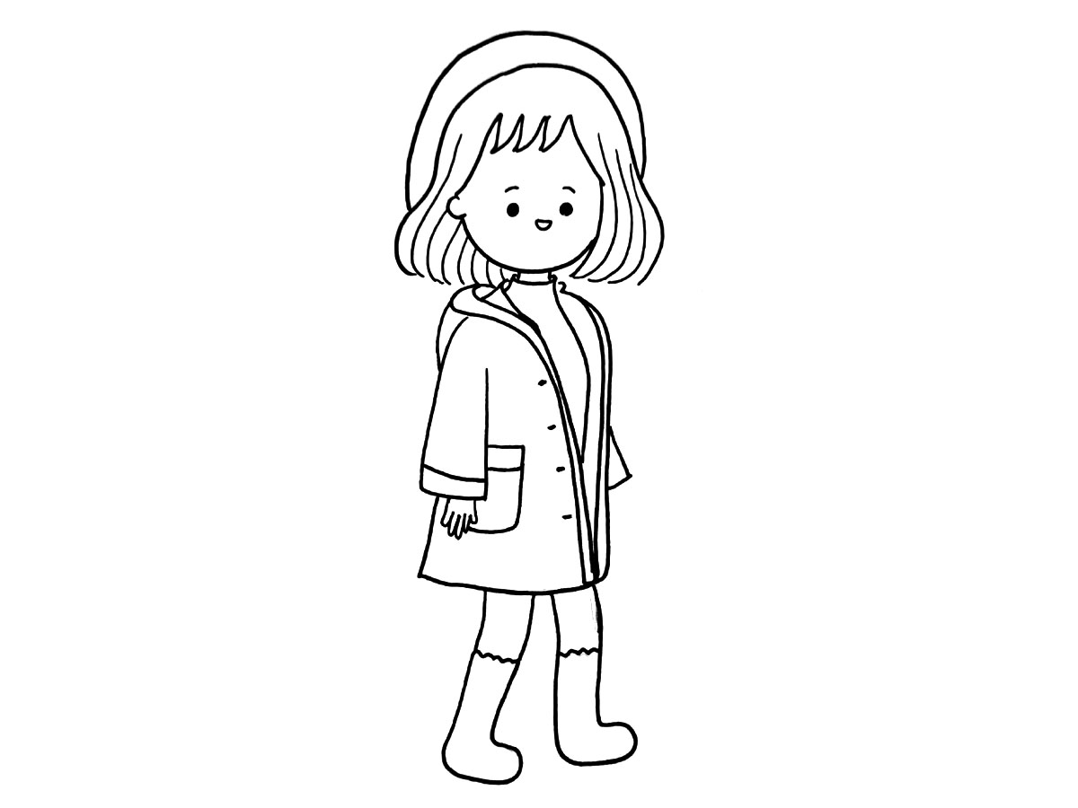 冬日少女穿搭简笔画图片-图5