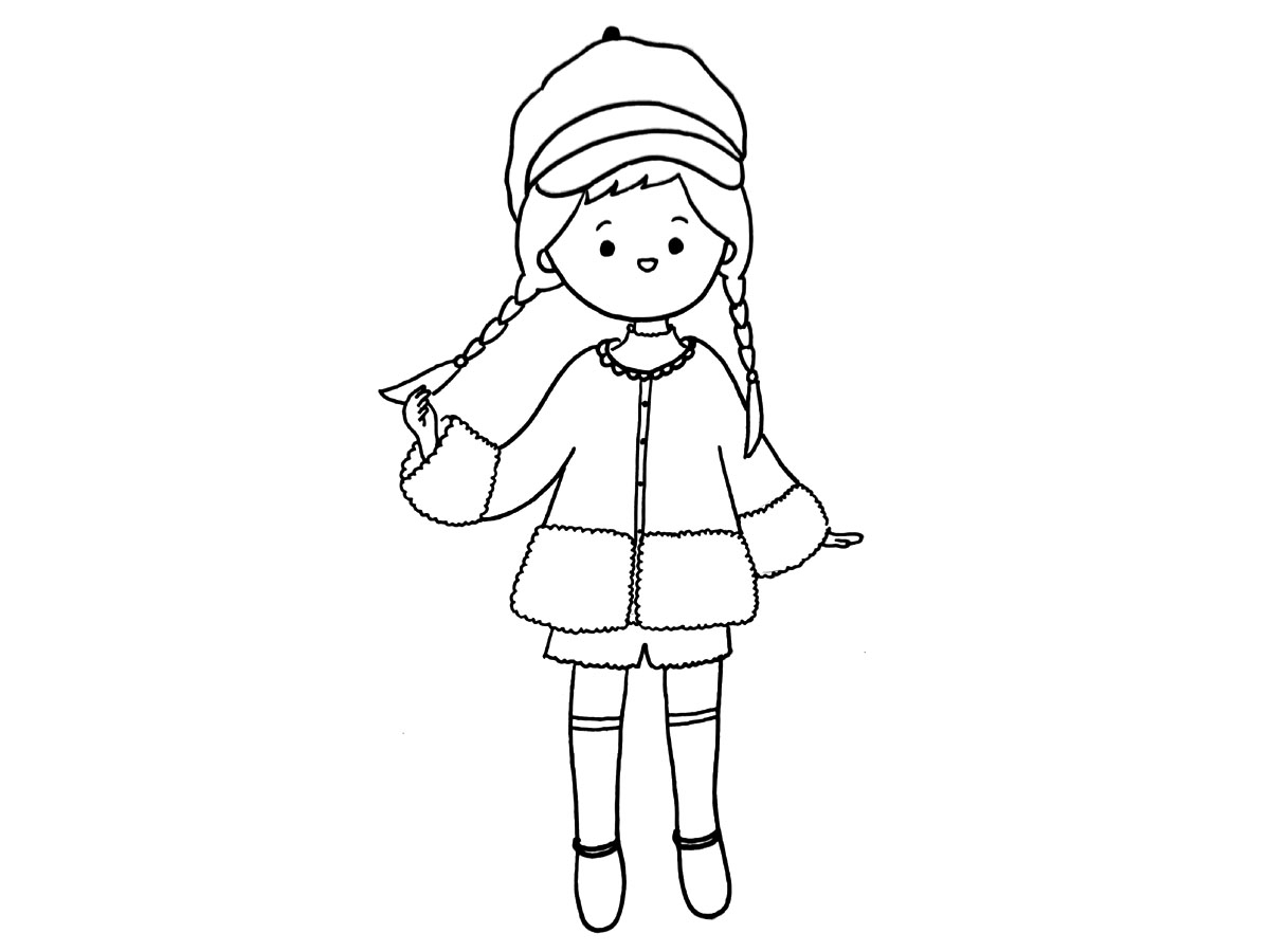 冬日少女穿搭简笔画图片-图7