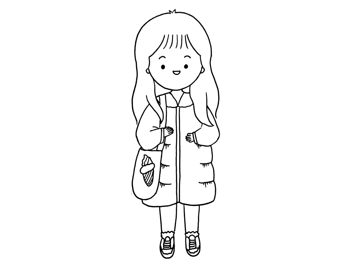 冬日少女穿搭简笔画图片-图9