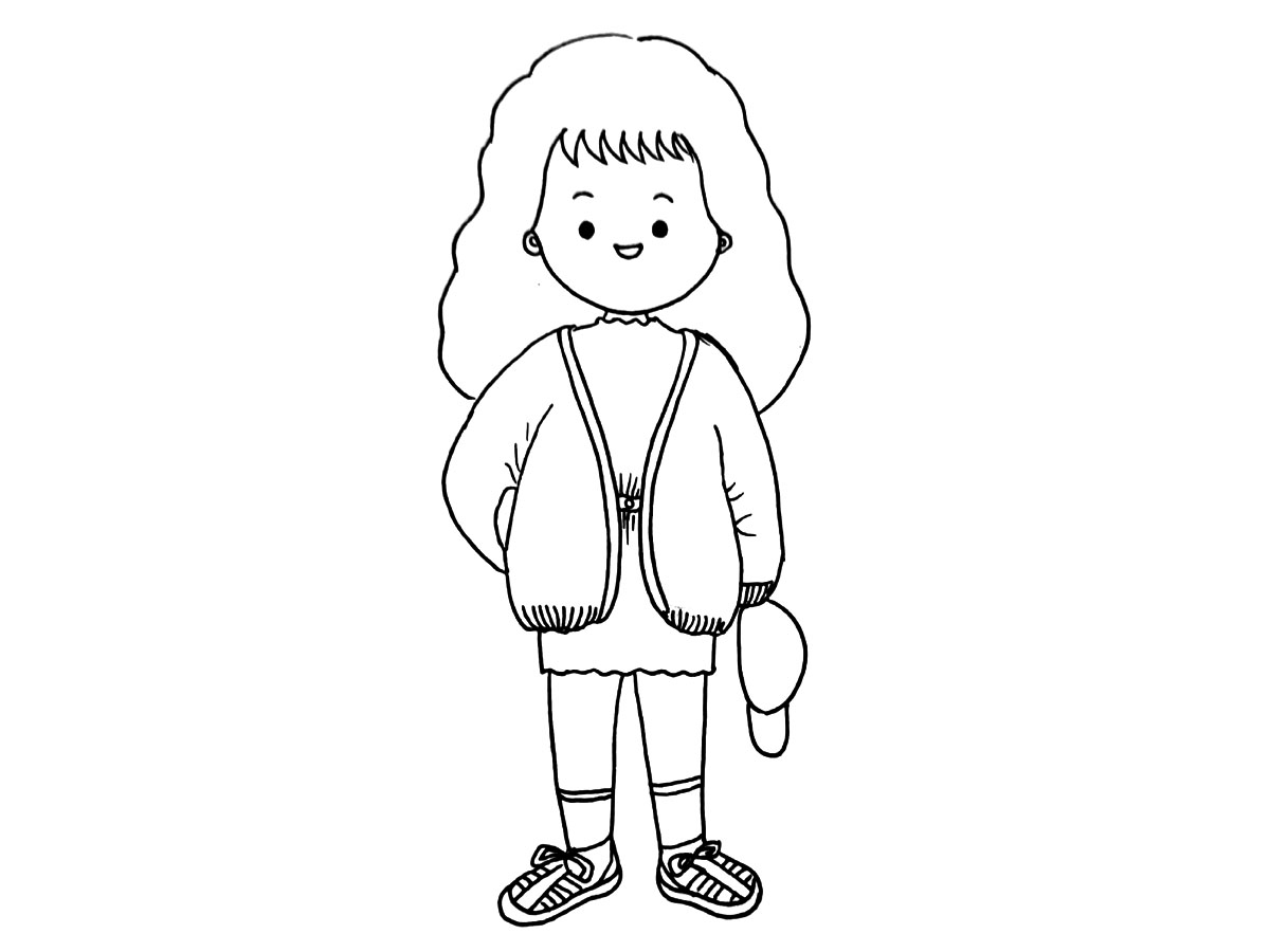 冬日少女穿搭简笔画图片-图13