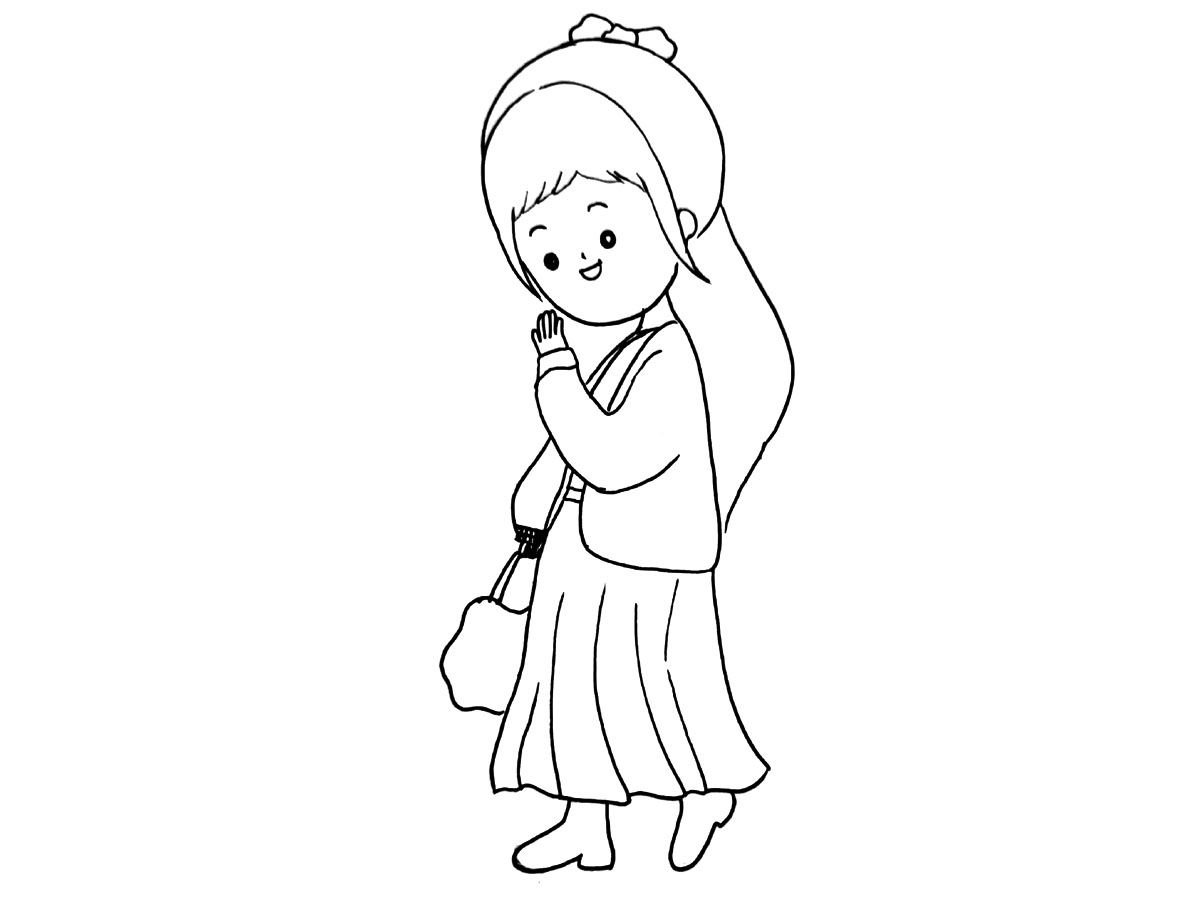 冬日少女穿搭简笔画图片-图17