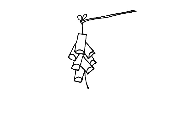 步骤5：上面再画上一根棍子，加上一点装饰线。