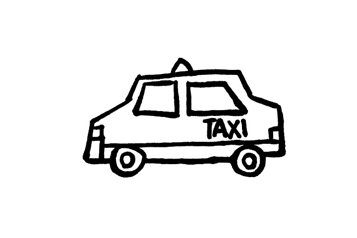 步骤9：我们在出租车车身也写一个大大的“TAXI ”吧!这样更加醒目，在远距离也可以准确的识别出来哦 !