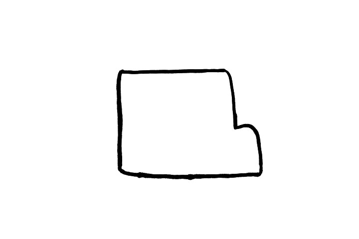 步骤1：小小画笔手中拿，一起画画校车的外部轮廓吧!是不是很简单呢?