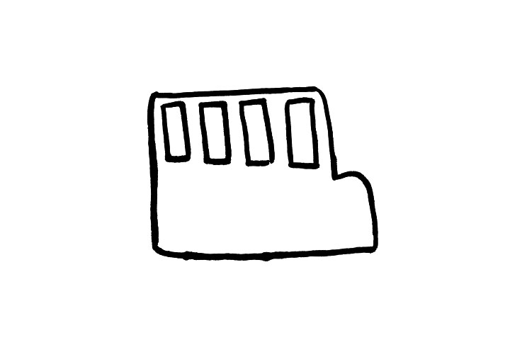 步骤2：有之前画“出租车”的基础，现在画起来校车的小车窗是不是So easy呢?