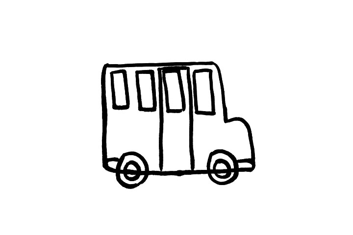 步骤5：校车的前后两侧也是有车灯的，小朋友要记得画一下哦!