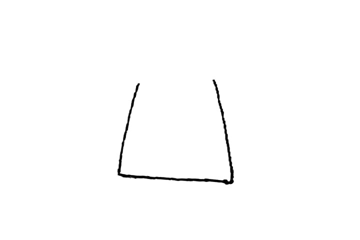 步骤1：先画上一个梯形，上面不要画线。