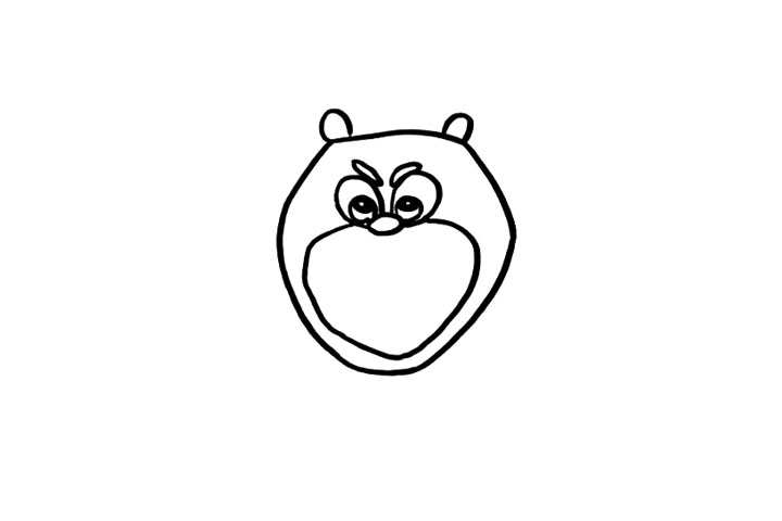 步骤2：一双大眼睛是不是小熊熊的一个特点呢?弯弯的眉毛，大大眼睛，有木有一点小可爱呢?