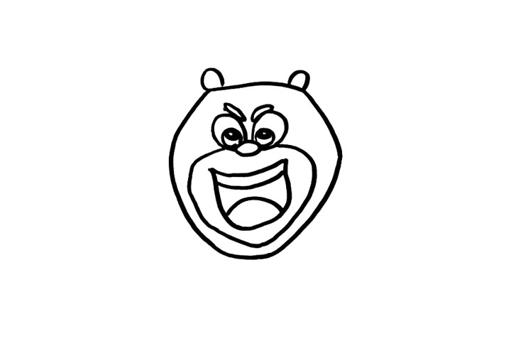 步骤3：小熊熊的嘴巴可是他的一个特点哦!听说有的小朋友第一次见到熊大的时候还吓哭过呢?