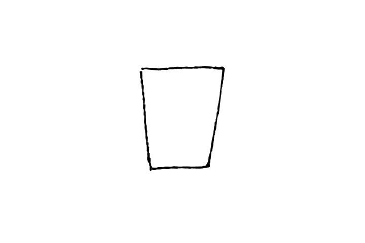 步骤1：先画上一个倒梯形。