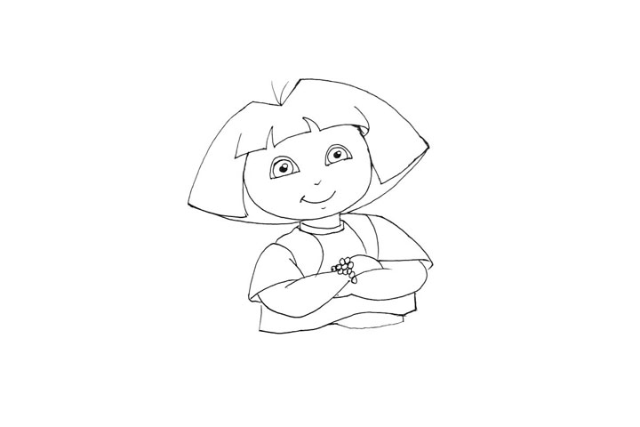 步骤8：将衣服下摆补充完整。