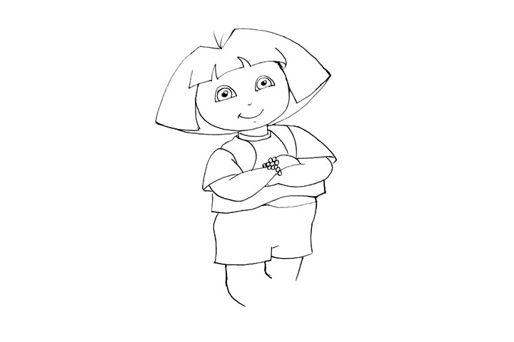 步骤10：小腿，注意左腿有点弯曲，线条不要画成直线。