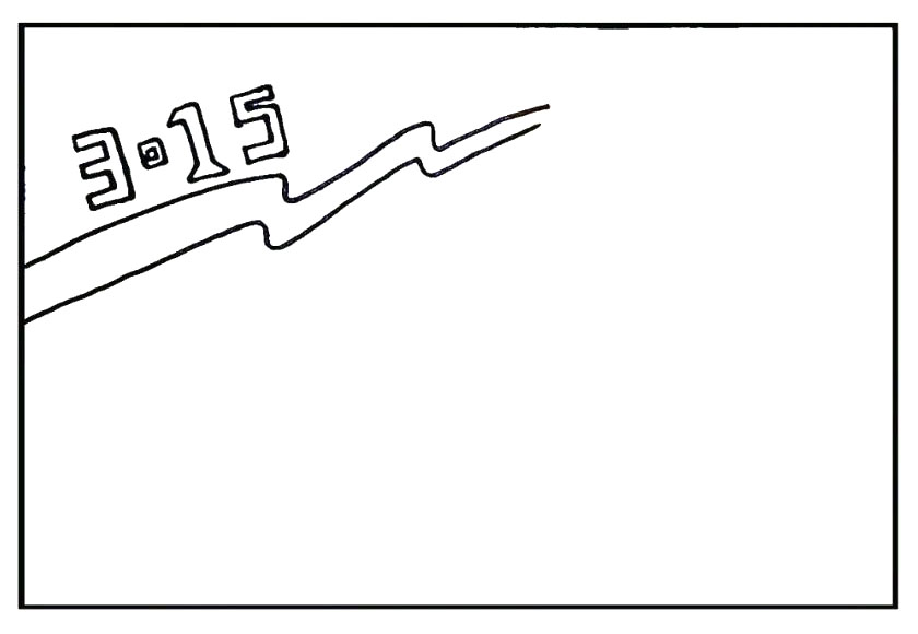 步骤2：在315下方画一条飘逸的丝带。