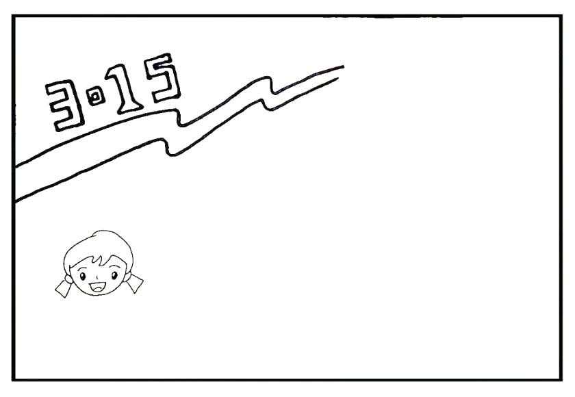 步骤3：左下方画一个小女孩.先画上头部。