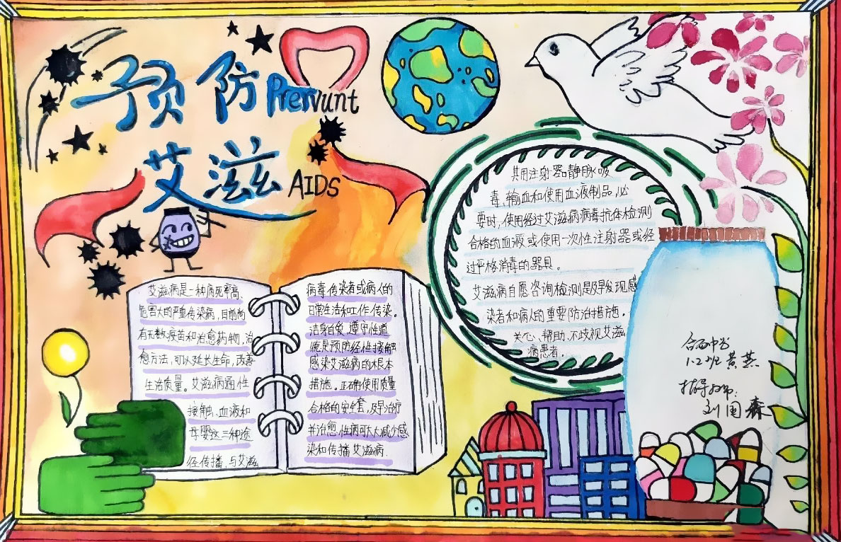 “校园防艾我在行动”主题手抄报-图1