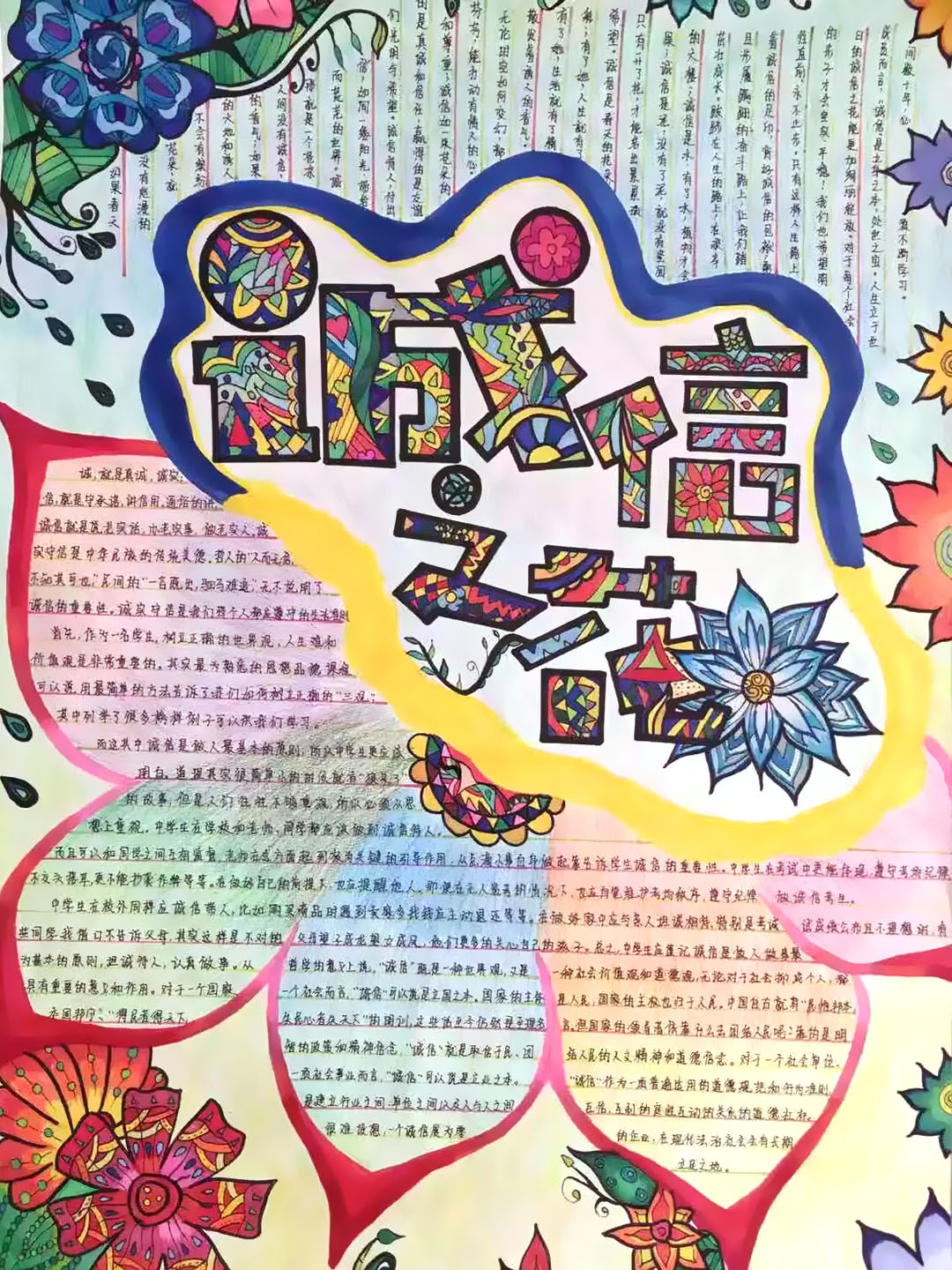 初中生诚信教育手抄报（竖版）-图3