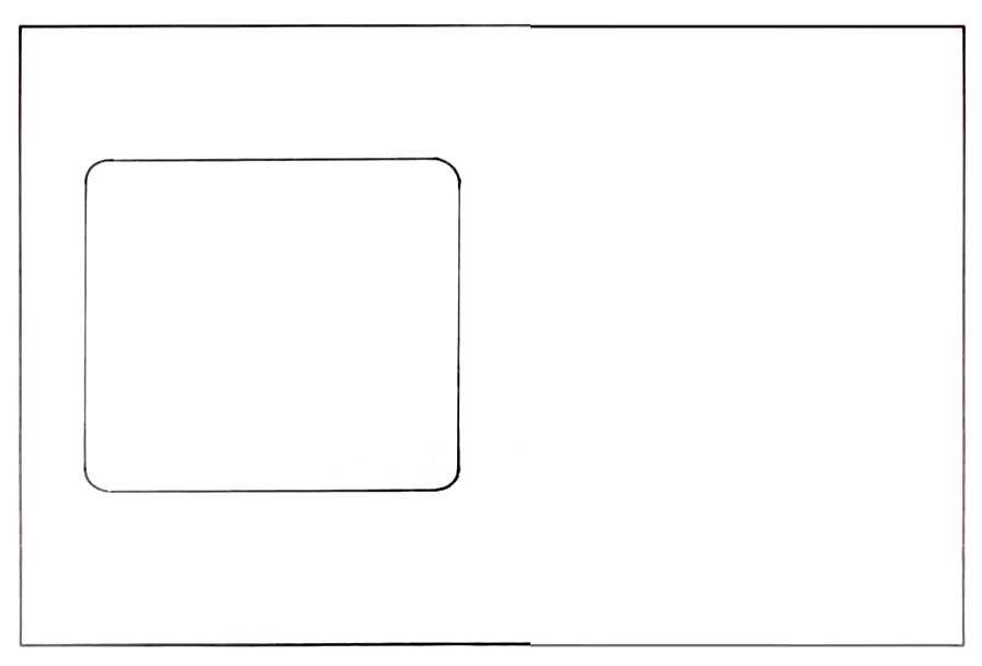 步骤1：首先在左边画出一个倒圆角的正方形作为灯笼的轮廓。