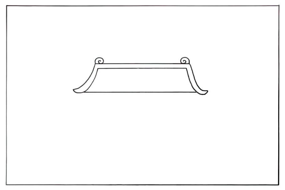 步骤1：首先画出春节门头的屋顶。