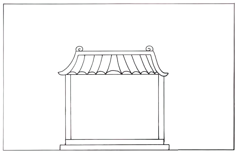 步骤2：画出春节房屋的大门。