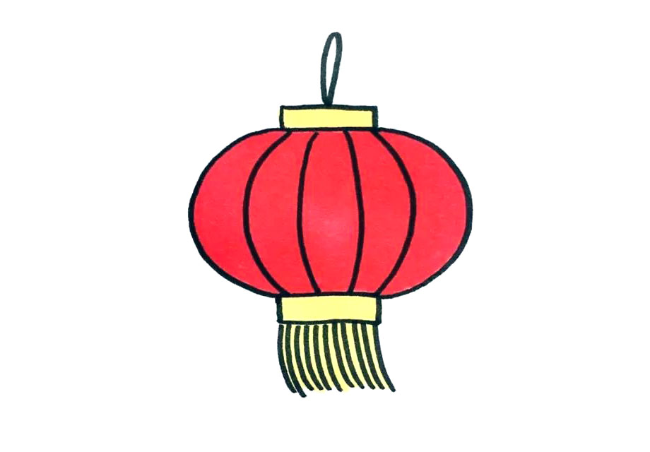 大红灯笼简笔画怎么画
