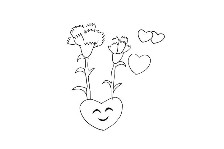 步骤9：大爱心上面我们给它加上一个开心的表情。