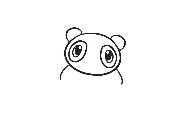 步骤3：两条弧线画出它的身体轮廓。