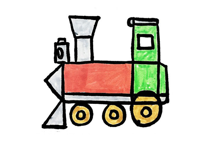 简单火车头简笔画画法步骤