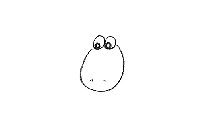 步骤1：先画出小羊的头部轮廓和眼睛。