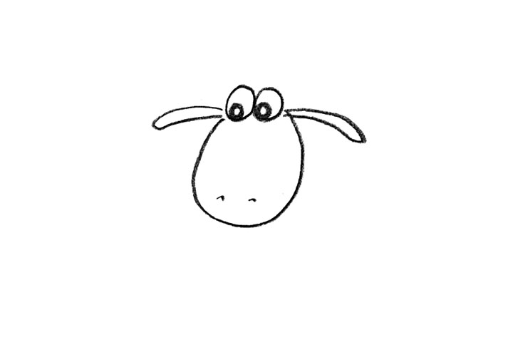 步骤2：接着画它的两只长长的耳朵。