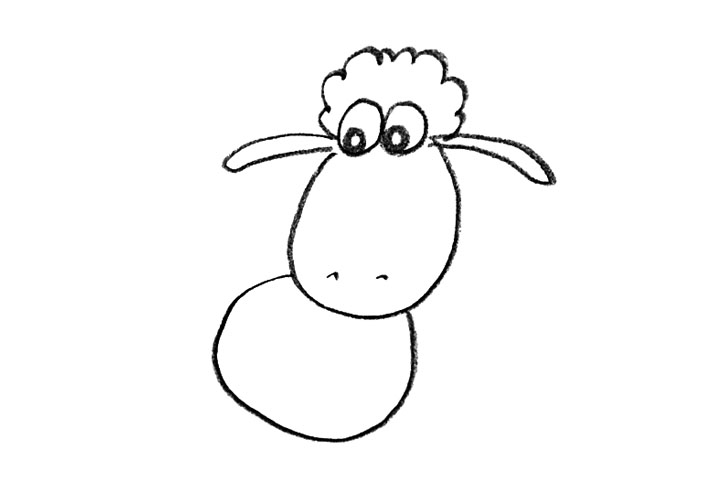 步骤4：用一个半圆作为它胖胖的身体。