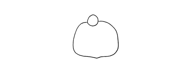 步骤2：在小猫咪的头顶画一个小圆。