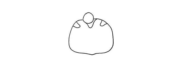 步骤3：在画出猫咪头顶的花纹。