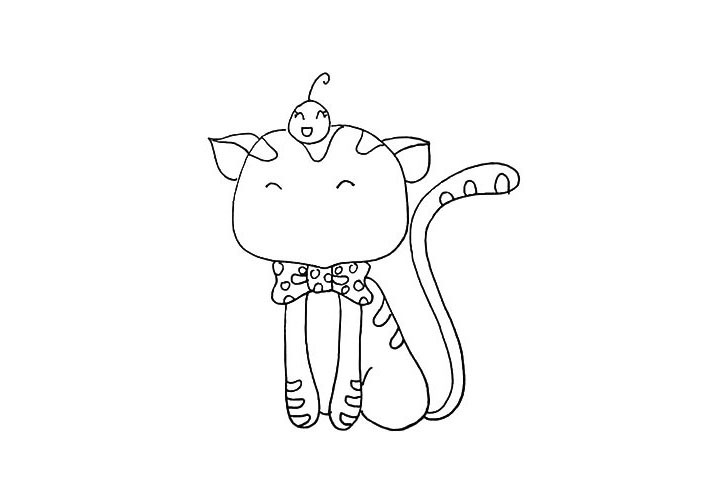 步骤9：弯弯的眉毛以及身上的纹理。