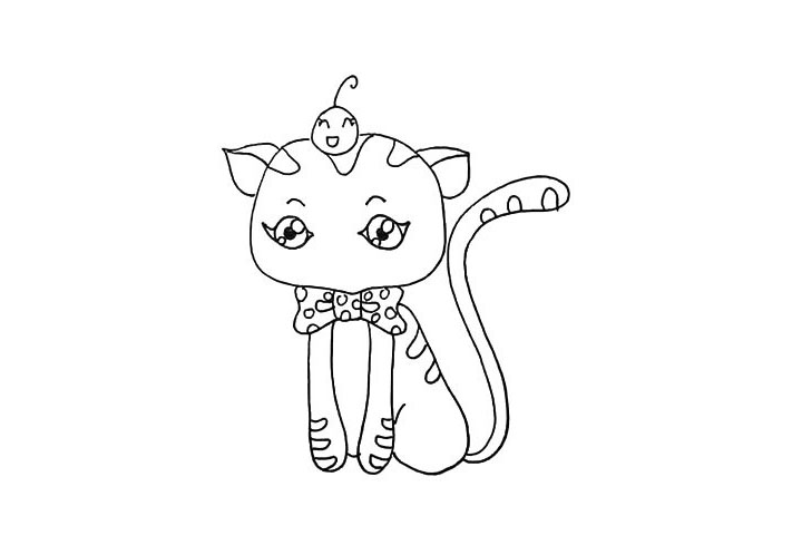 步骤10：画出它大大的眼睛留出高光部分。