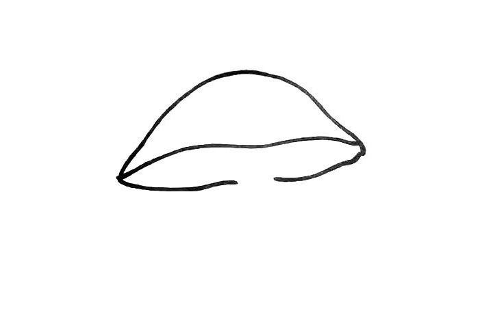 步骤2：在画出蘑菇的边沿像一把撑开的伞。