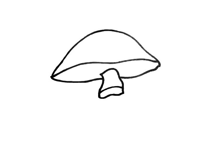 步骤3：然后在留口的位置画出蘑菇的上节柄。