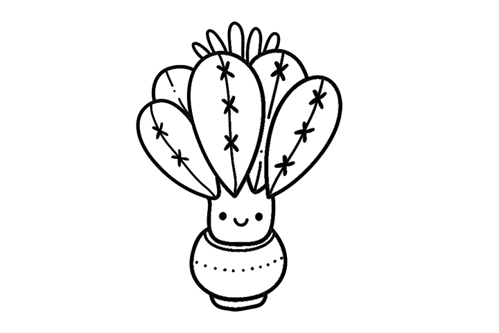 仙人掌盆栽简笔画图片-图5