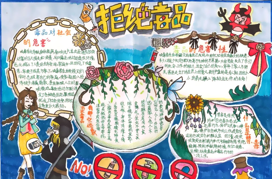 “禁毒宣传日,全民在行动”主题手抄报-图1