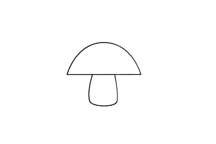 步骤2：接着画出蘑菇的茎。