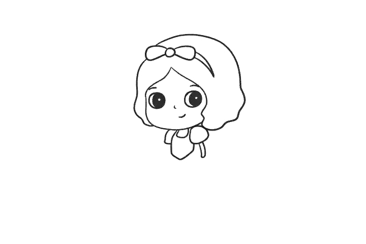 步骤5：然后画白雪公主的袖子和胳膊。